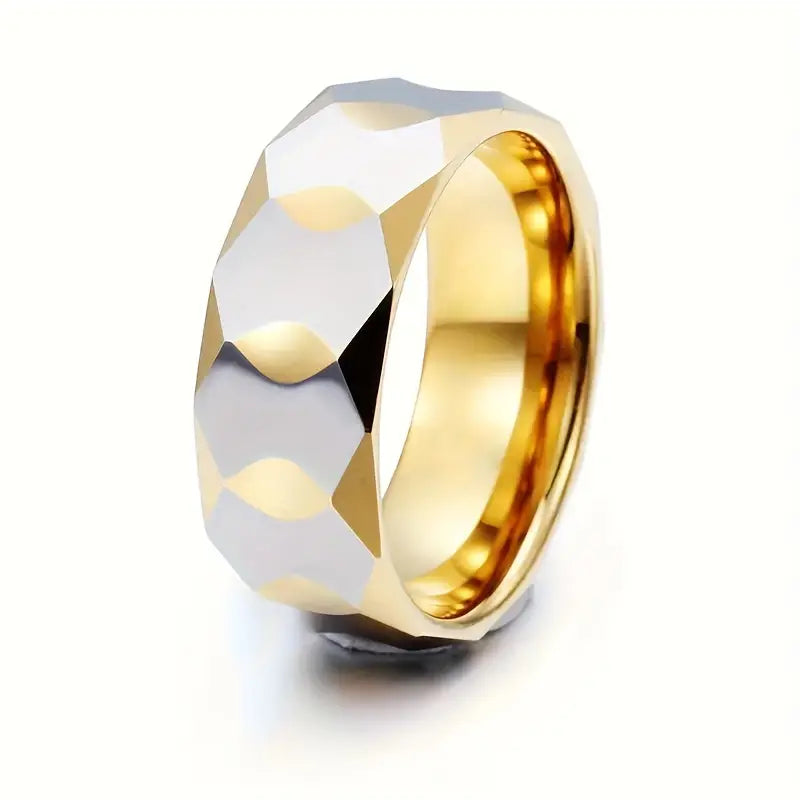 Faceted Design Stainless Steel Ring